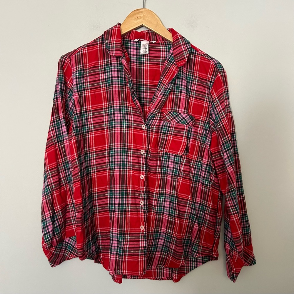 Victoria’s Secret Red Pink Plaid Pajama Set
